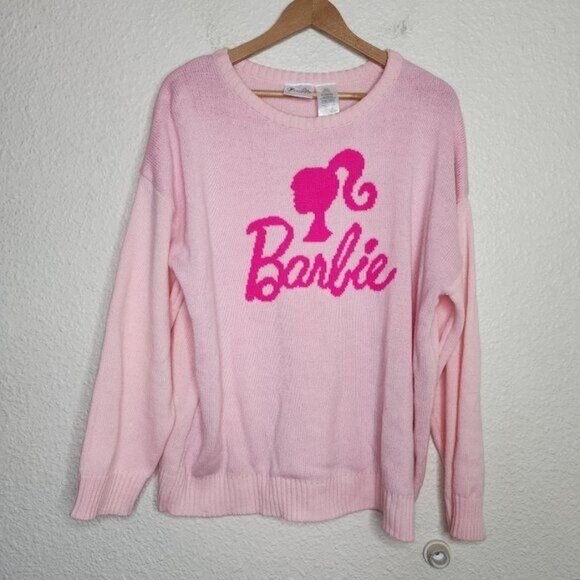Barbie Light Pink Silhouette Oversized Sweater Women's Size XL - Picture 1 of 7